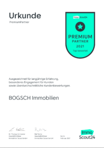Bogsch Immobilien Urkunde 2021